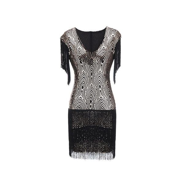 

party dresses 1920s great gatsby flapper dress banquet evening sequins beaded fringe women 20s sequin tassels gown, White;black