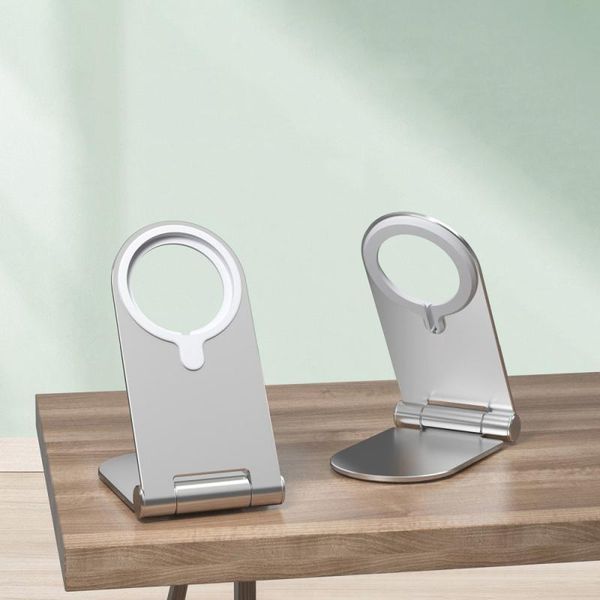 

foldable aluminum magnetic wireless charging bracket for 12 mini pro max deskstand cell phone mounts & holders