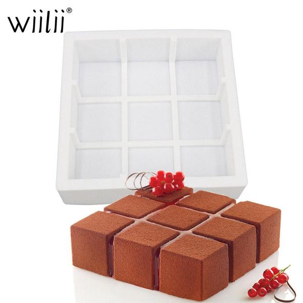 

geometric square silicone cake mold for mousse dessert mould diy wedding decoration tools 3d pastries ice cream bakeware
