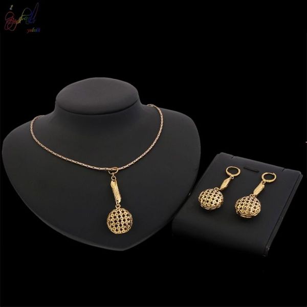 Ohrringe Halskette YULAILI 2021 Hohe Qualität Geometrische Reines Gold-farbe Kupfer Zwei Schmuck Sets Für Damen Kostüm Zubehör