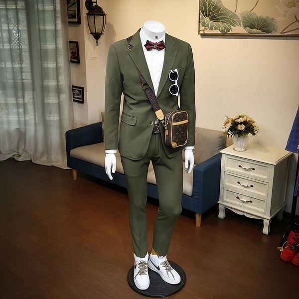

men's suits & blazers autumn business formal suit handsome trend versatile casual single breasted, White;black