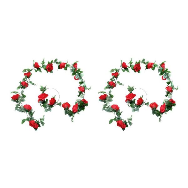 

decorative flowers & wreaths 2pc 16 heads artificial rosette rattan vine silk flower home garden decoration wall hanging decor supplies