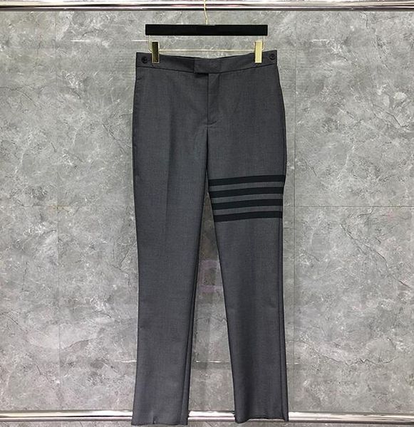 

pants fashion tb thom brand men casual suit pants gray business striped spring and autumn formal trousers ins, Black