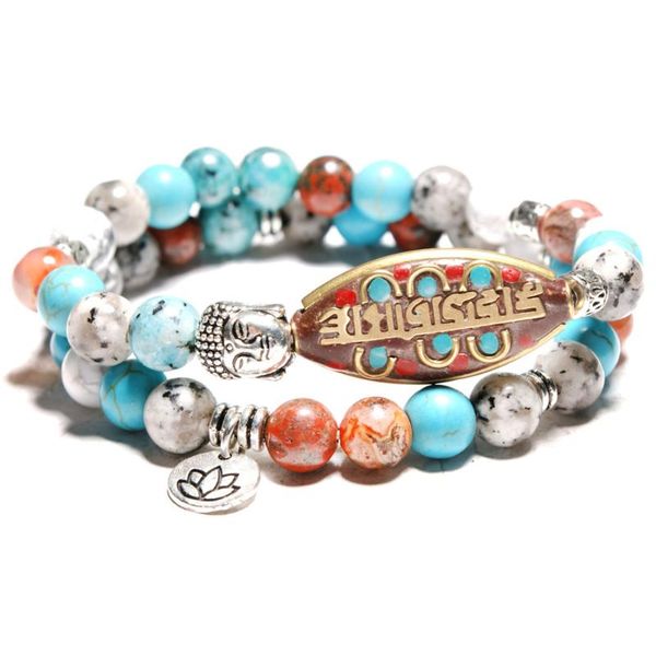 

arrival 2pcs fashion natural stone beads bracelet with buddhist yoga lotus nepal pendant for lovers men or women wholesale beaded, strands, Black