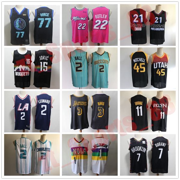 

2021 stitched basketball lamelo ball jersey butler irving damian lillard trae young donovan mitchell devin booker ja morant buzz city minted, Black;red