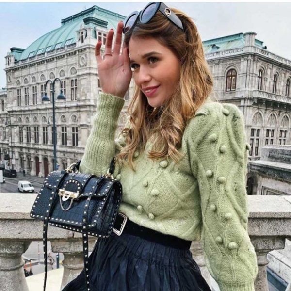 

women's sweaters 111911 vintage women elegant green sweaters fashion ladies knitted short pullovers casual female cute white sweat, White;black