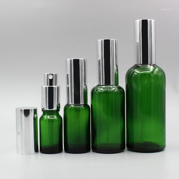 

storage bottles & jars travel refillable green glass bottle with aluminium pump 1oz cream container 100ml 50ml 30ml 20ml 15ml 10ml 24pcs