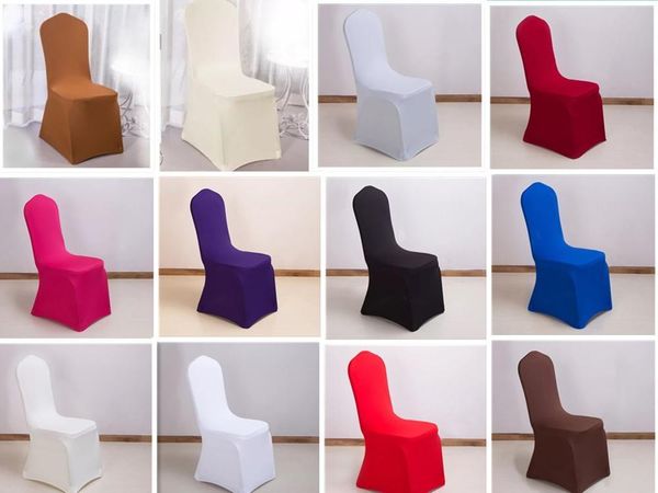 

color 50/100pcs wholesale white universal stretch polyester slipcovers for banquet dining wedding party spandex chair cover covers
