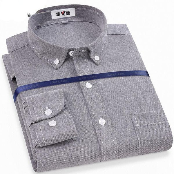 

men's casual shirts 100% cotton oxford striped plaid solid color gray shirt long sleeve slim fit business social korean clothing, White;black
