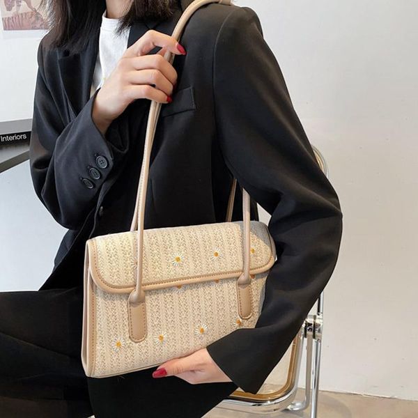 

evening bags summer straw woven women's handbag fashion high-quality underarm shoulder bag women designer beach cover woman