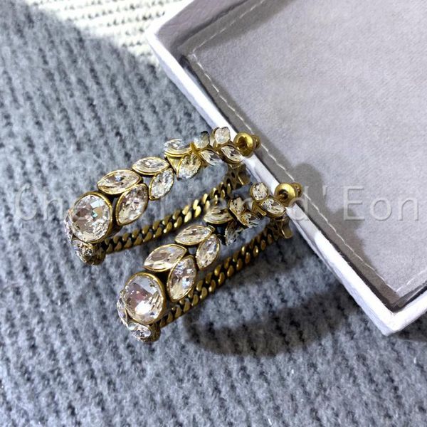 

hoop & huggie chevalier d'eon luxury c-shaped retro letters fashion rhinestone earrings c pendientes for women, Golden;silver