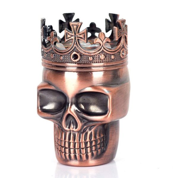 Accessori per fumatori Metal King Skull Tabacco Herb Grinder 3-Part Spice Crusher Hand Muller Grinder in plastica Parti magnetiche per fumo di sigaretta