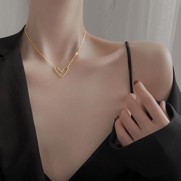 

love the necklace female summer necklace niche design feeling contracted wind collarbone new chain, Silver