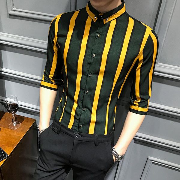 

men's casual shirts shirt camisa masculina nice summer striped formal business short sleeve slim fit, White;black