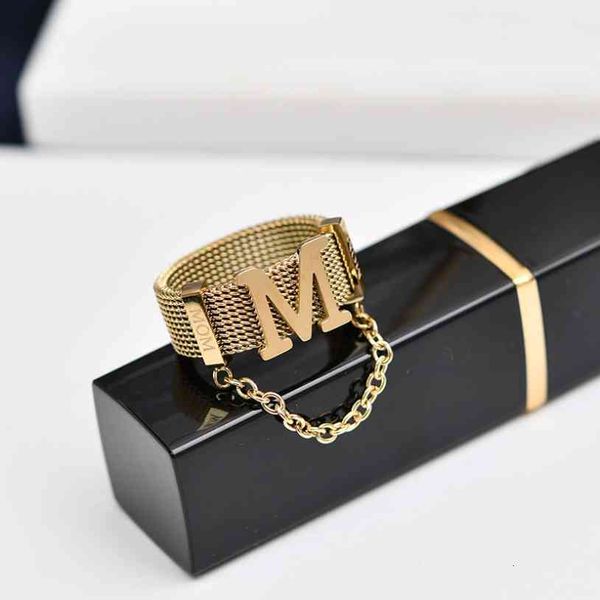 

designer rings 316l stainless steel new fashion upscale jewelry hyperbole hip hop punk letter m lettering mom chain wedding for women, Golden;silver