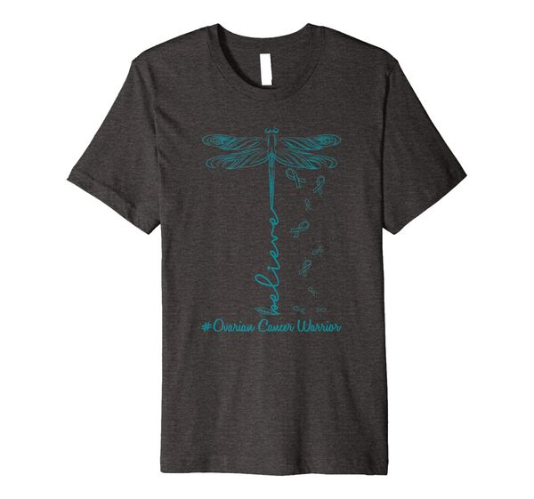 

ovarian cancer dragonfly warrior believe premium t-shirt, White;black