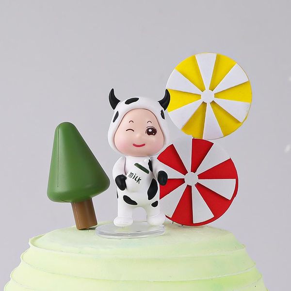 

other event & party supplies 4pcs 2 th birthday cake baking cow baby milk bottle year zodiac geometric small tree plastic doll decorations
