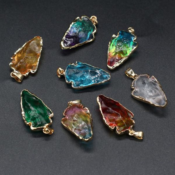 

charms selling natural stone crystal pendant triangle fashion jewelry for making diy necklace accessories size 20x30mm gifts, Bronze;silver