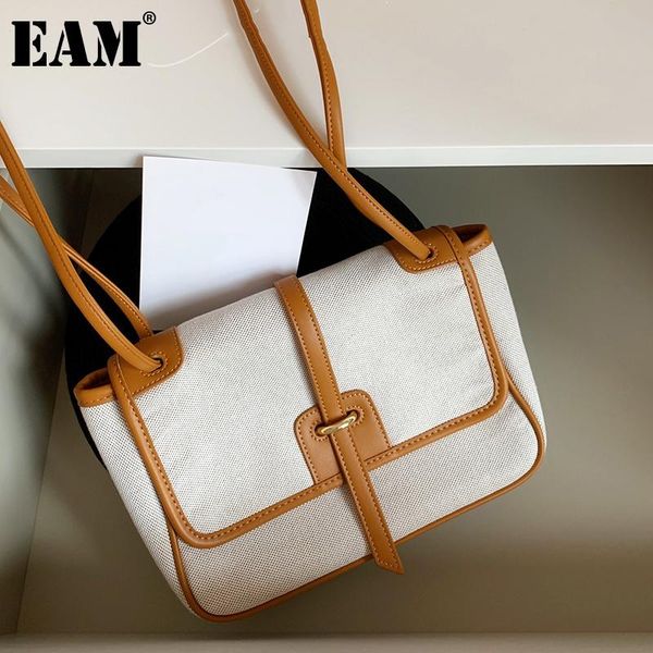 

evening bags [eam] women large capacity brief tote bag canvas personality all-match crossbody shoulder fashion tide 2021 18a3269