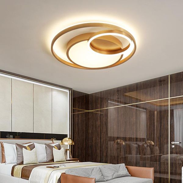 

ceiling lights modern golden round led lamps living room bedroom dimmable remote control acrylic light indoor lighting
