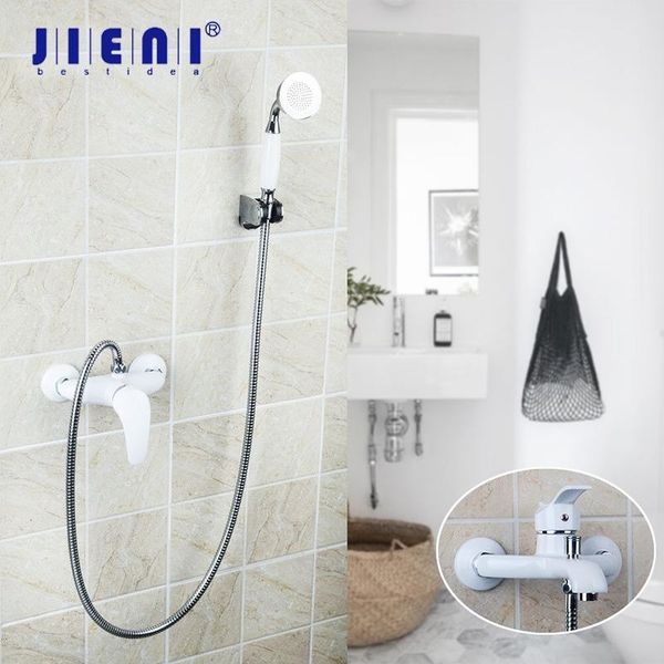 

white painting bathroom shower faucets bathtub faucet mixer tap with hand head sets