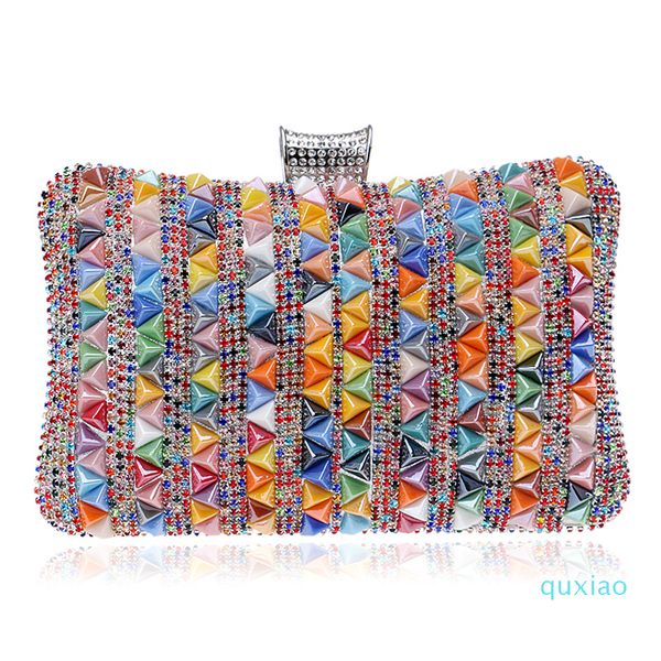 

designer famous brand multicolored women diamond evening bag box clutch hard case ladies casual chain shoulder bag dinner day clutches