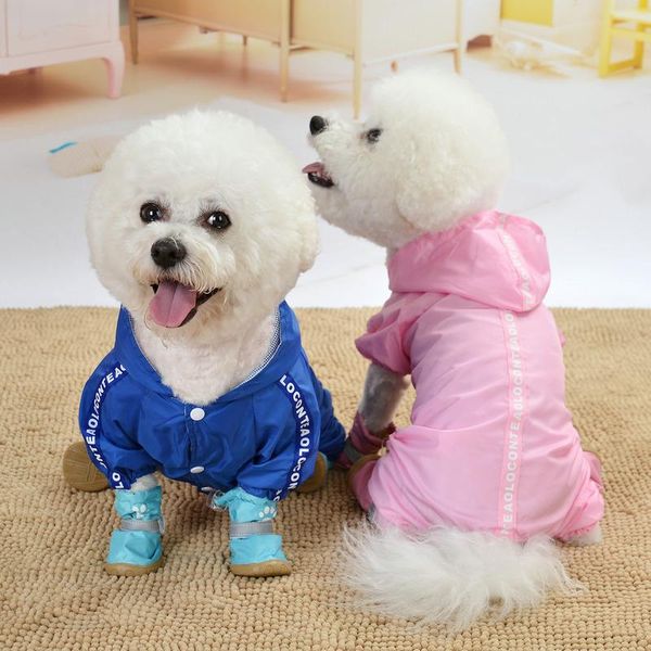 

dog apparel outdoor puppy pet rain coat s-xl hoody waterproof jackets pu raincoat for small large dogs cats clothes wholesale