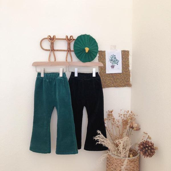 

trousers 2021 autumn and winter korean children's clothing style fleece corduroy girls flared pants casual, Blue