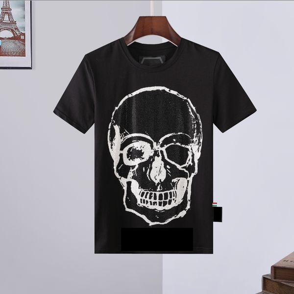 

phillip plain designer skull diamond t shirts short sleeve brand spring and summer high o-neck quality skulls tshirt, White;black