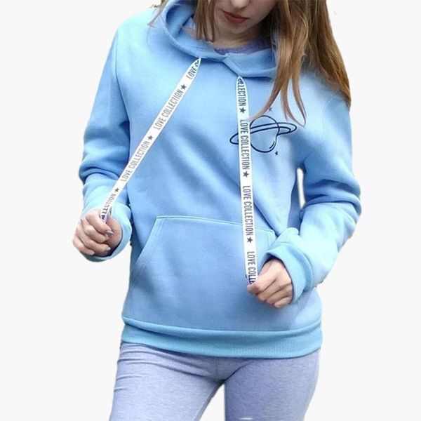 

women's hoodies & sweatshirts brand female women long sleeve hooded sweatshirt universe print tracksuit sweat coat autumn casual sports, Black