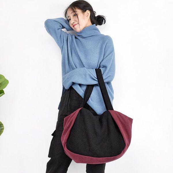 

evening bags johnature simple cotton linen women casual tote 2021 large capacity shopping bag leisure solid color handbag shoulder