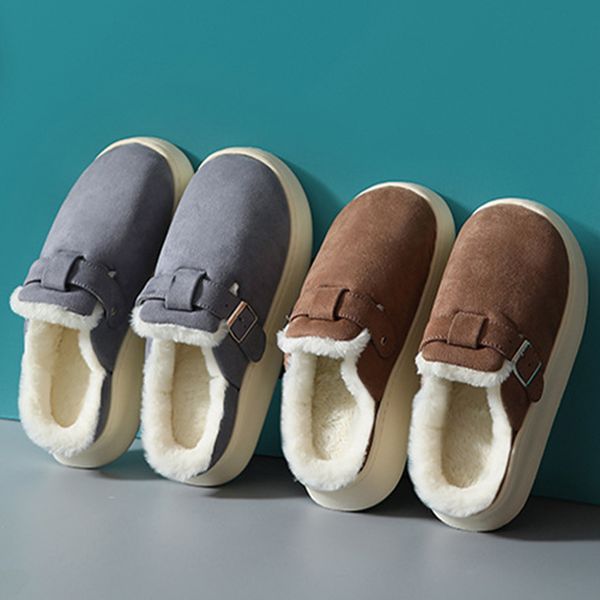 

winter womens soft warm slippers antiskid waterproof platform house cotton slippers indoor outdoor bedroom couples floor shoes, Black