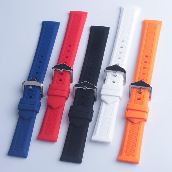 

watch bands strap for sport 16mm 18mm 19mm 20mm 22mm 24mm silicone rubber watchband wrist belt bracelet, Black;brown