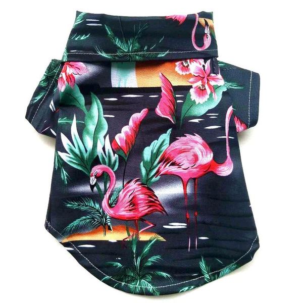 

dog apparel pet hawaiian style shirt with red bird print button convenient short-sleeved clothes teddy cat spring and summer