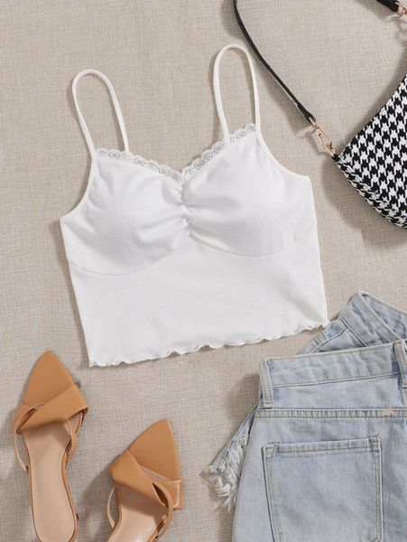 

lace trim cami b1bm#, White