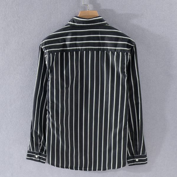 

2021 striped cotton long sleeve brand casual for men fashion comfortable shirt mens loose designer shirts male 975v, White
