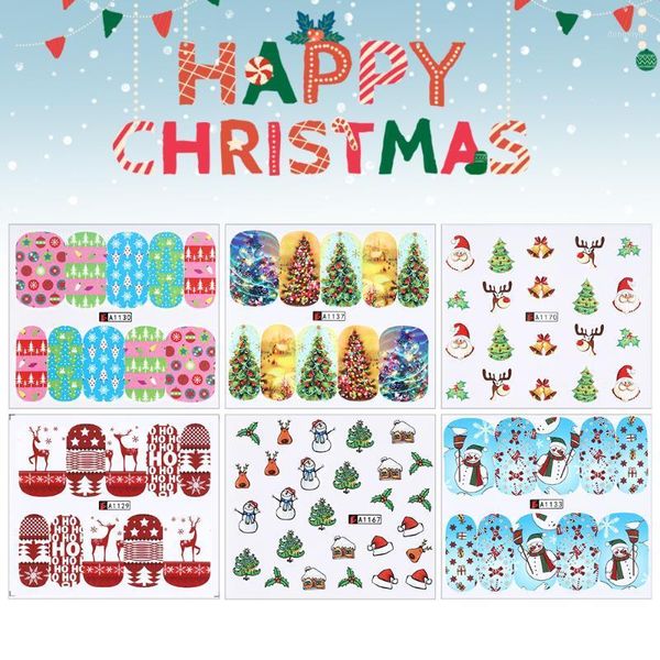 

sheets christmas water transfer year's stickers for nails art decals manicure ongle decor salon maison nail accesoires1, Black