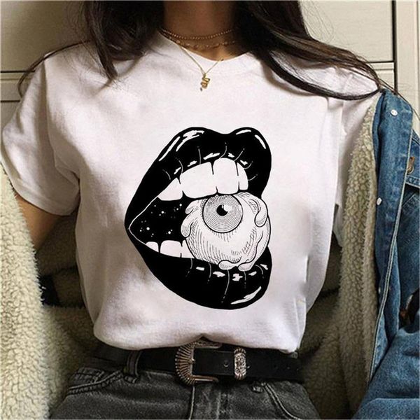 

Harajuku And Womens Demon Painting Men T Shirt Print Short Sleeve Dark Art Graphic Fashion Top Women, White;black