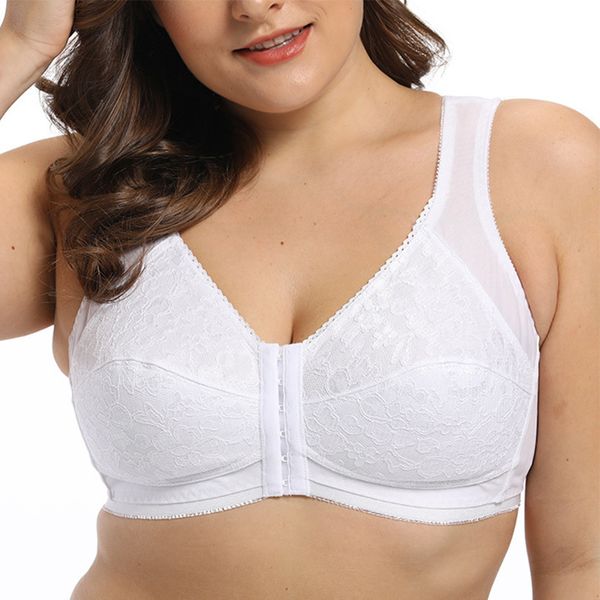 Fechamento do gancho frontal Womens Lace Bra Brasil Brasil Minimizador Grande Plus Size Brassiere A B C D E F Cup 201202