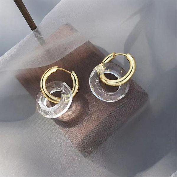 

european and american style metal circular pendant earrings exaggerated personality women jewelry accessories stud, Golden;silver