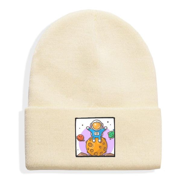 

beanies astronaut print winter casual hat for men women fashion knitted hip-hop