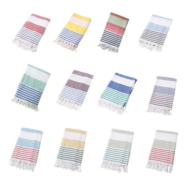 

turkish cotton woman beach towel travel tassel stripes lady shawl spa yoga sweat wipe 100x180cm