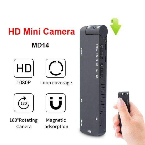 

cameras md14 mini camcorder magnetic 1080p hd night vision motion detection micro camera dv small cam