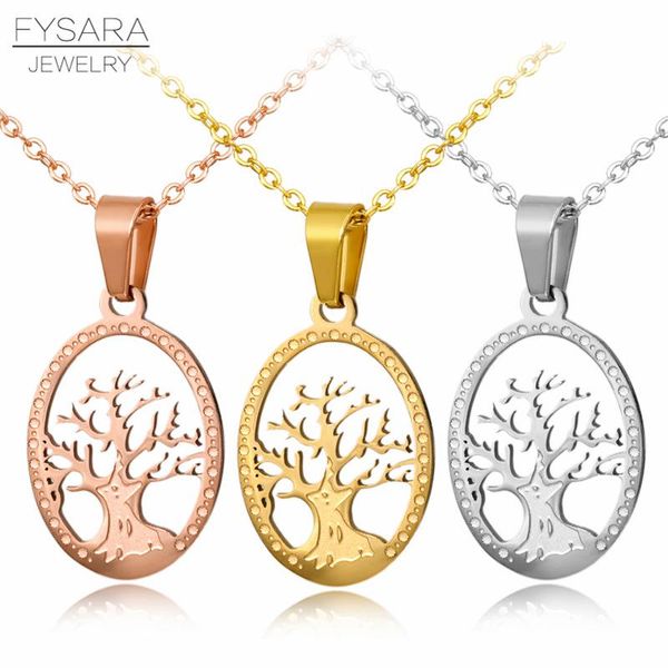

pendant necklaces fysara tree of life necklace for women short choker gold collier female jewelry collar bijou, Silver