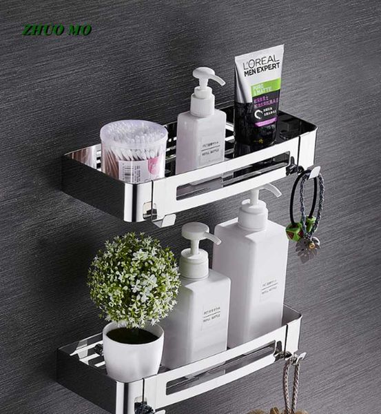 

hooks & rails luxury 304 stainless steel towel rack bathroom holder hanger wall mounted shelf with hook accessories