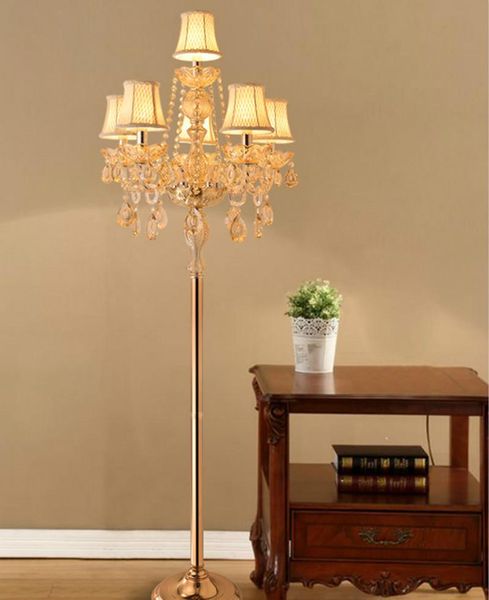 

t-stage big crystal floor light wedding glass candle holders el hall foyer led lamp living room paris candelabro lamps