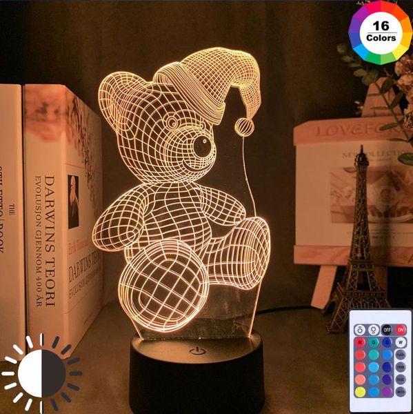 

night lights kid light 3d led creative table bedside lamp romantic christmas bear kids girl home decoration gift box
