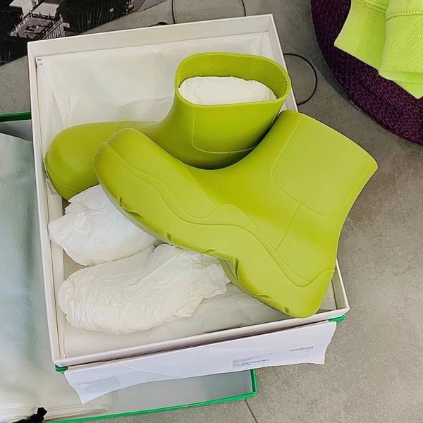 

boots puddle women high platform shoes woman brand botas mujer trend combat rain ankle thick bottom zapatos bootie, Black