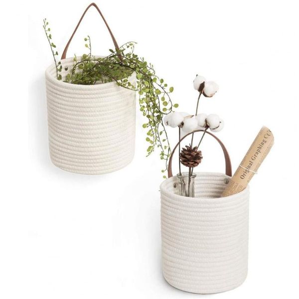 

storage baskets hanging basket round multi-purpose woven wall rope for home