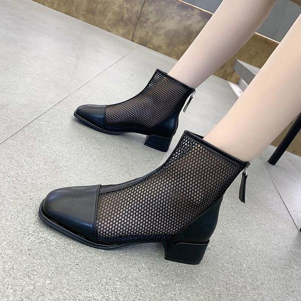 

boots summer women luxury designer round toe boots-women shoes sandals rock fashion 2021 mid calf low mid-calf ladies, Black